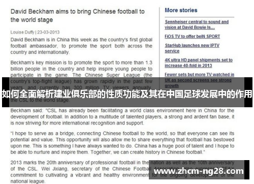 如何全面解析建业俱乐部的性质功能及其在中国足球发展中的作用